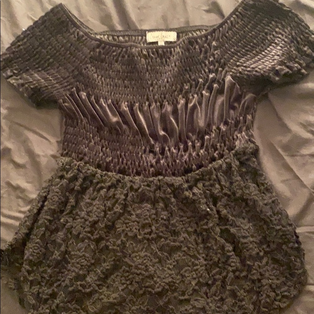 Crop top top half. Lacey see-through bottom half